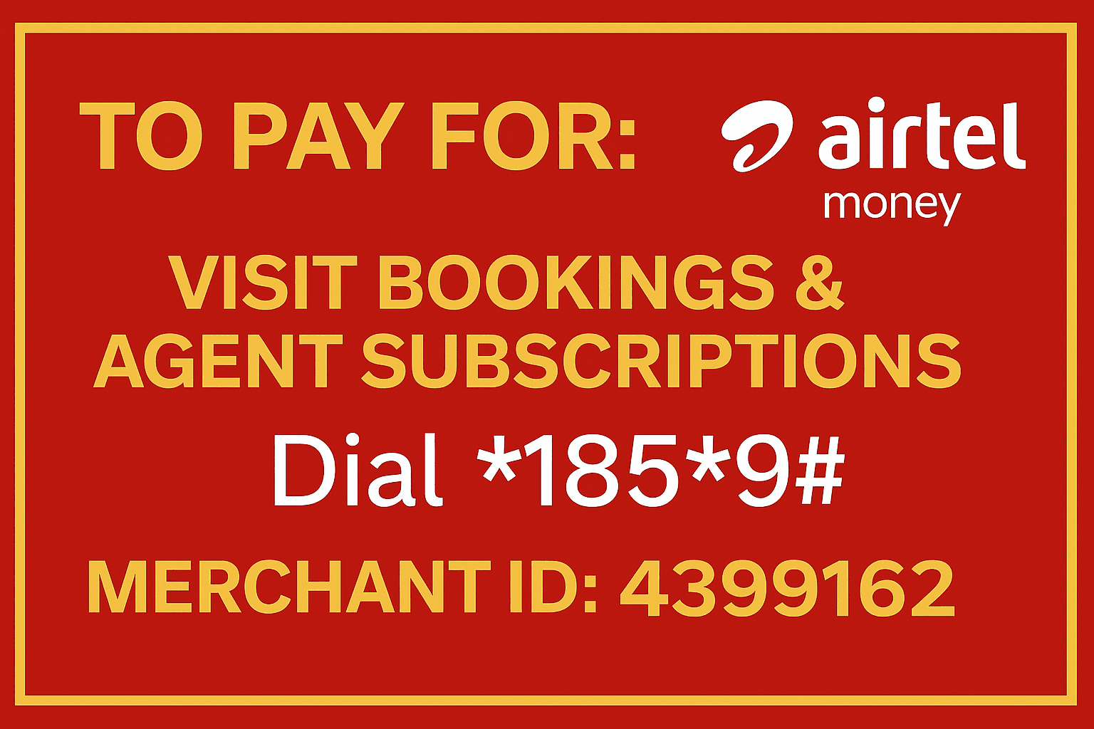 Airtel Money — Visit bookings & Agent subscriptions